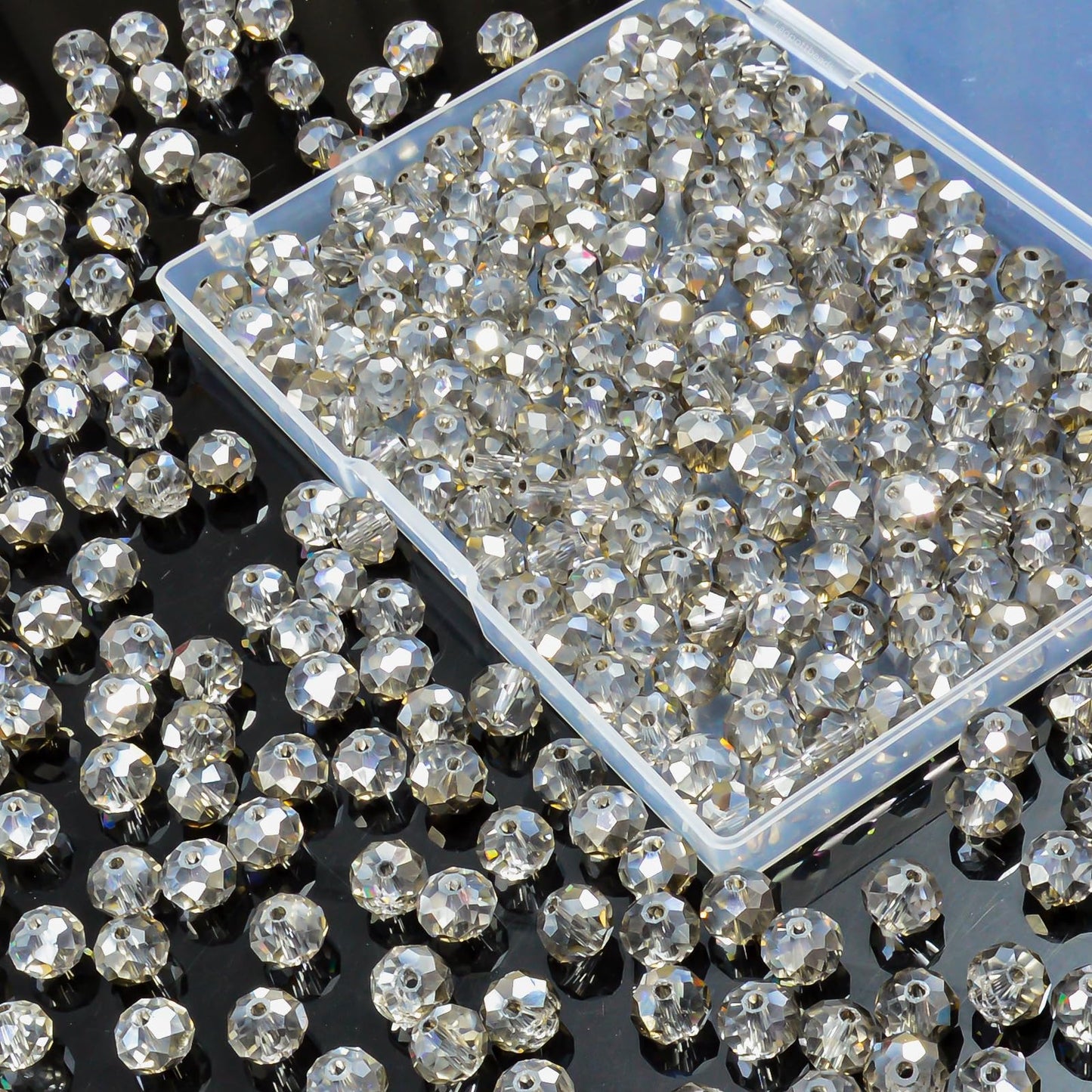 Laopottbeads 220Pcs 10mm Crystal Glass Beads for Jewelry Making Beads for Bracelets Necklace Pendants Making Supplies(Gray)
