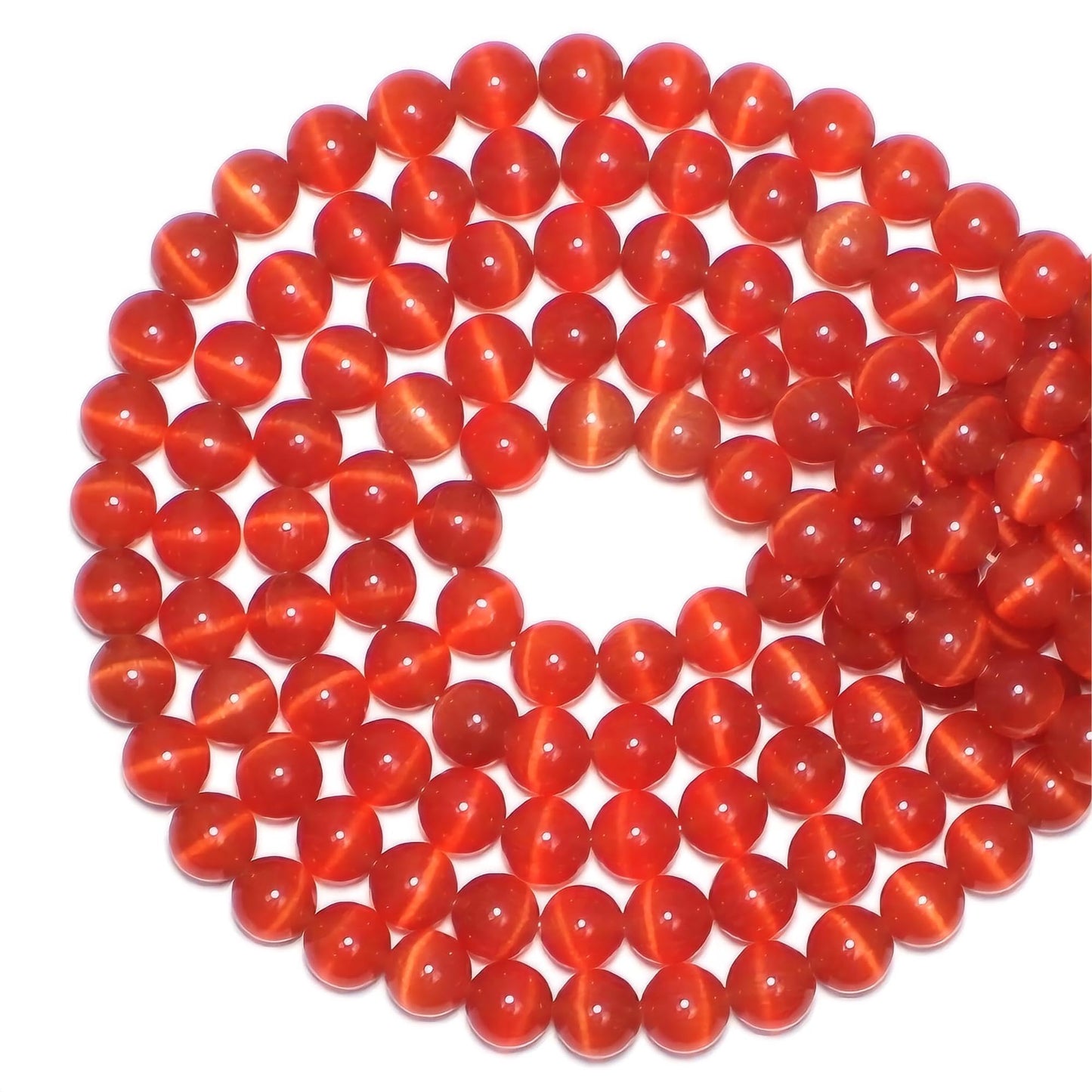 MJDCB 60pcs Red Cat Eye Stone Beads 6mm Round Crystal Loose Bead for Jewelry Making DIY Bracelets Necklace Accessories