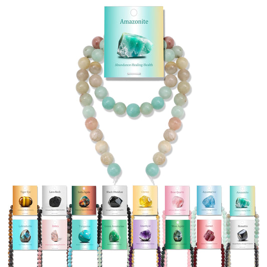 Vinswet 45pcs 8mm Amazonite Natural Stone Beads Round Genuine Real Stone Beading Loose Gemstones DIY Smooth Bead for Bracelet Necklace Earrings Jewelry Making