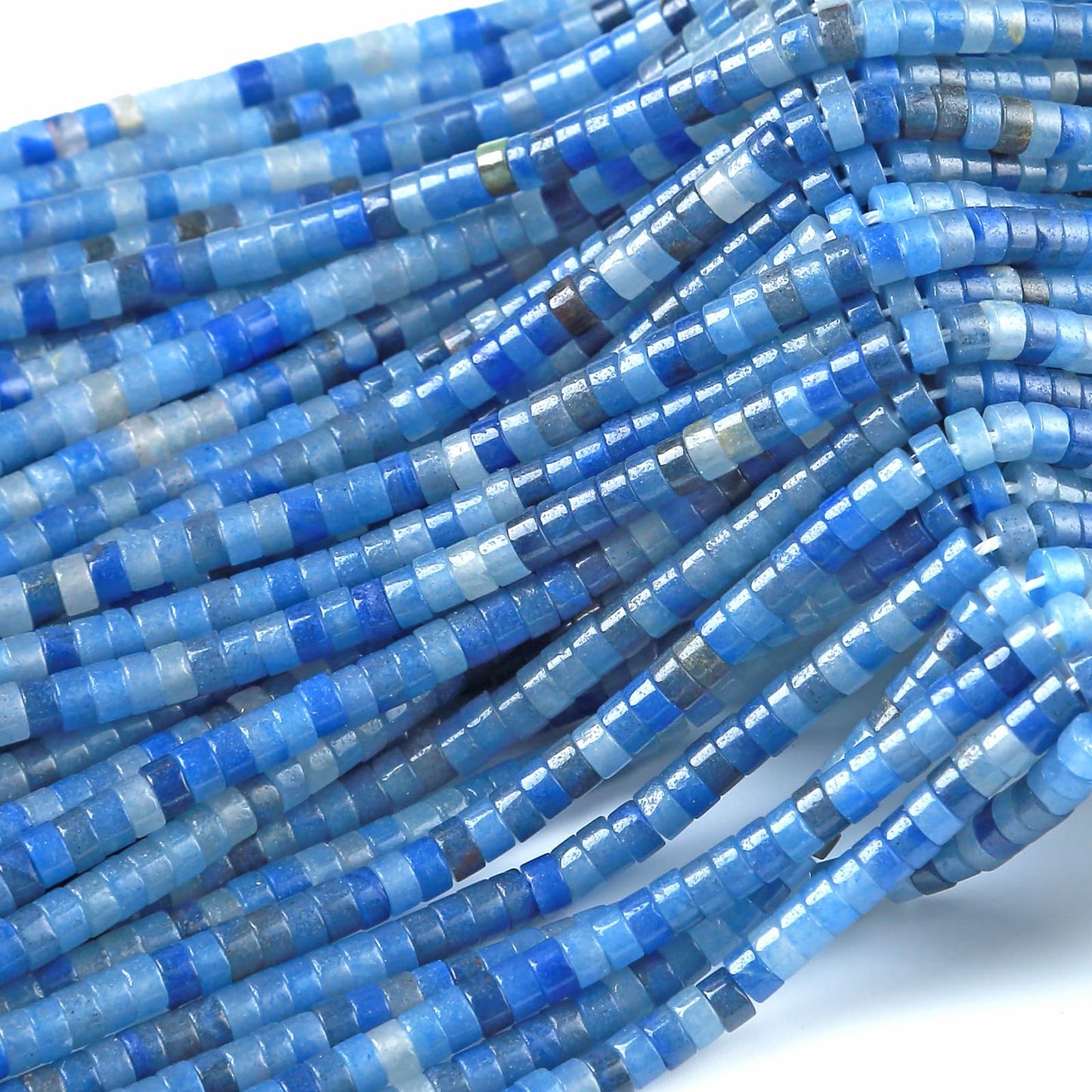 2x4MM 150PCS Blue Aventurine Tube Cylinder Rondelle Abacus Disk Spacer Loose Beads for Jewelry Making
