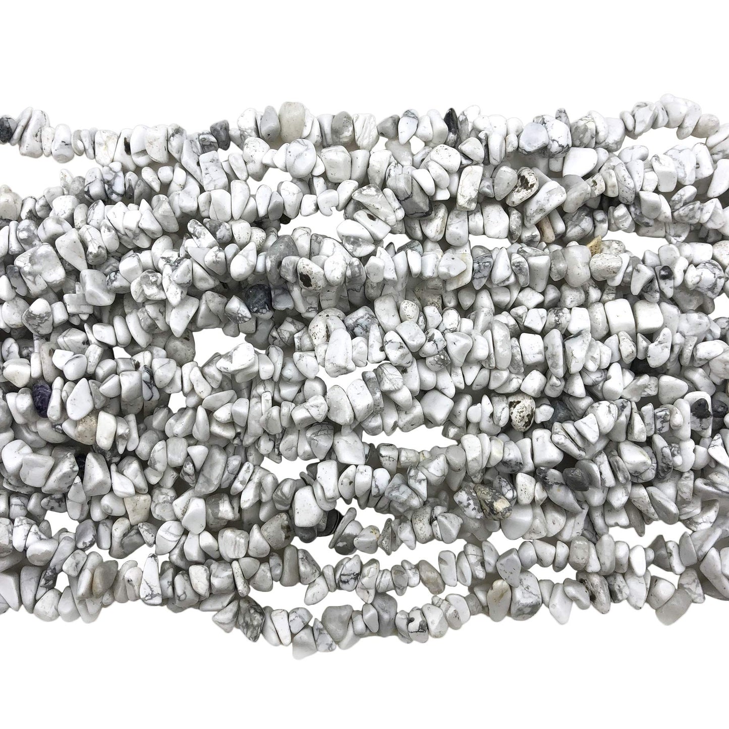 Fekuar 64" Irregular Tumbled White Howlite Turquoise Chip Beads for Jewelry Making, Healing Crystal Drilled Loose Bead Strand DIY Craft Supplies, 5-8mm