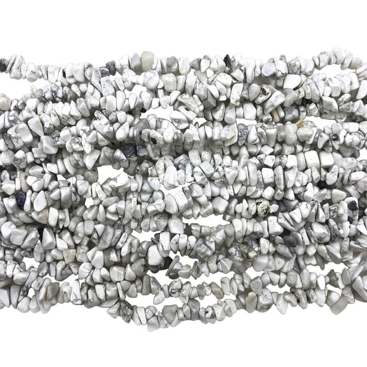 Fekuar 64" Irregular Tumbled White Howlite Turquoise Chip Beads for Jewelry Making, Healing Crystal Drilled Loose Bead Strand DIY Craft Supplies, 5-8mm