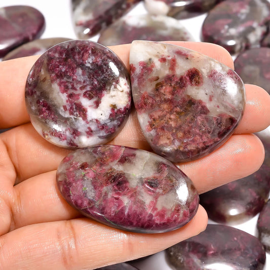 Natural Pink Tourmaline Gemstone- Healing Crystals for DIY Jewelry Making -Loose Natural Cabochon -Perfect for Crafting Unique Jewelry Designs (5 pcs, 25-35 mm)
