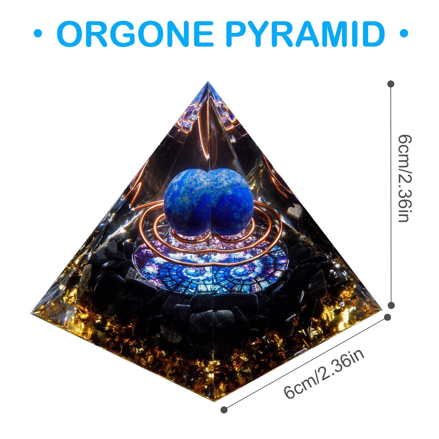 Orgone Crystal Pyramid, Lapis Lazuli Healing Crystal,Orgonite Protection Crystals Energy Generator for Attract Wealth Success and Prosperity