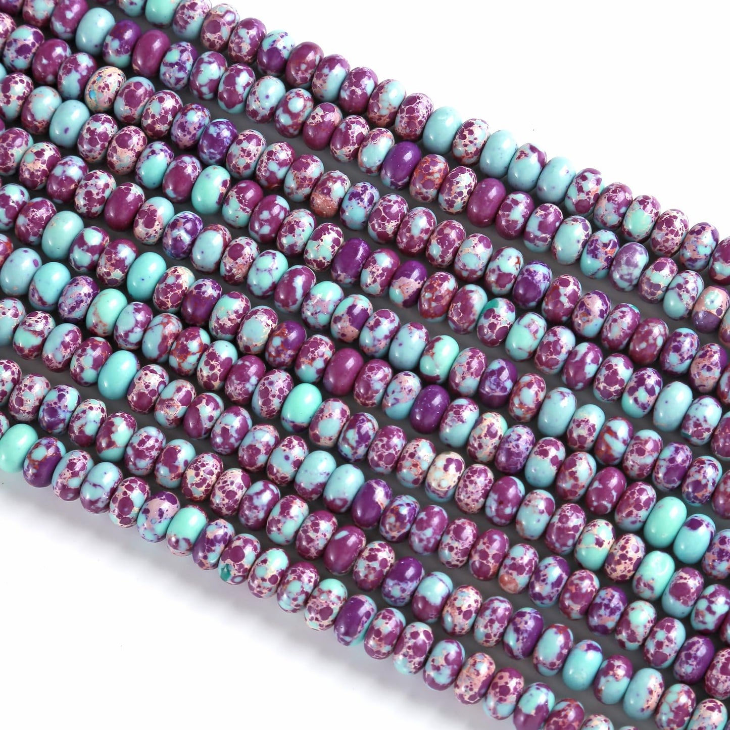 5x8MM 72PCS Galaxy Sea Sediment Impression Jade Tube Abacus Rondelle Disk Spacer Loose Beads for Jewelry Making
