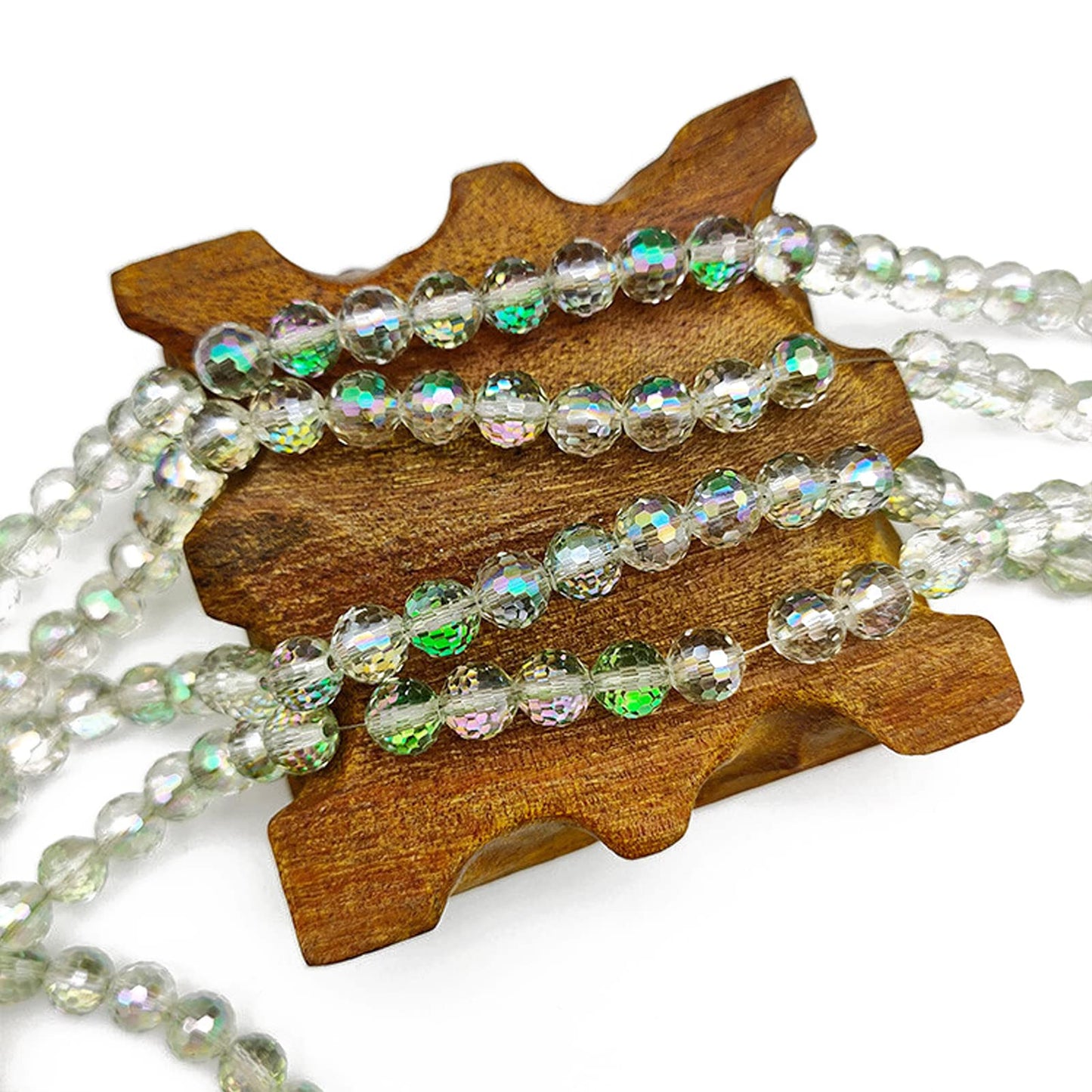 Dowarm 150PCS 6MM Round Crystal Glass Beads for Jewelry Making & Crafts, Spring Green Faceted Crystal Rondelle Spacer Beads for Bracelets, Wind Chimes & Suncatchers