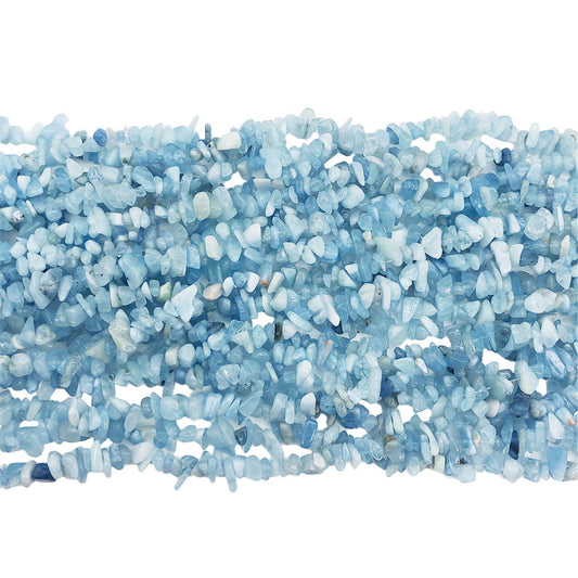 Fekuar 64" Irregular Tumbled Aquamarine Chip Beads for Jewelry Making, Healing Crystal Drilled Loose Bead Strand DIY Craft Supplies, 5-8mm