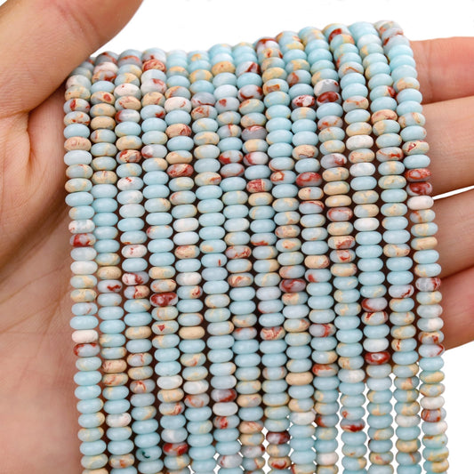 BONNY BOXX 1 Strand Natural 2 * 4mm Snakeskin Imperial Rondelle Beads, Natural Abacus Disk Stone Beads Loose Spacer Gemstone for DIY Bracelet Necklace Jewelry Making
