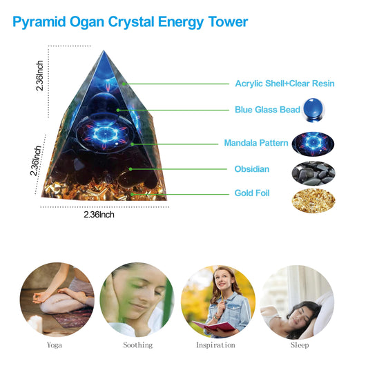 ycyingcheng Moonstone Crystal Orgone Pyramid Ogan Crystal Energy Tower, Nature Reiki Chakra Crushed Stone Jewelry, Crystal Pyramid for Home Decor (Crystal Pyramid-27)