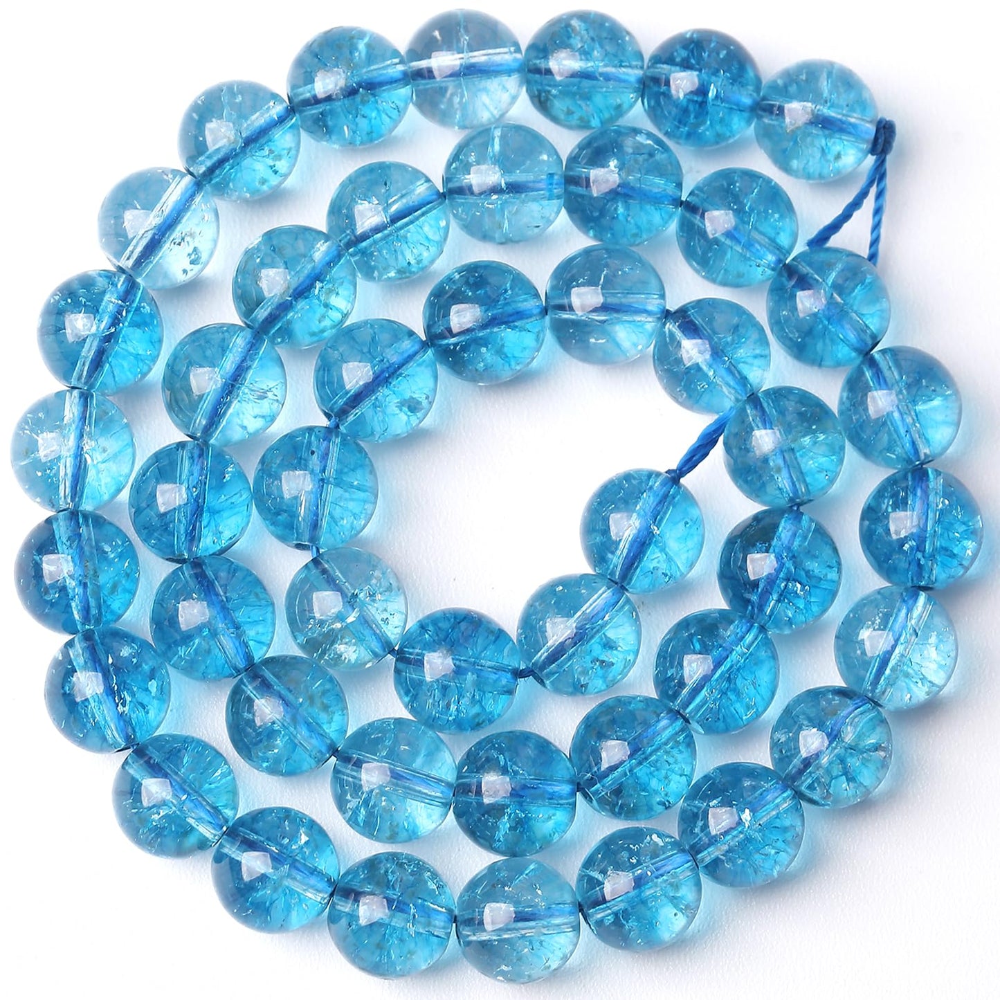 12MM Blue Crystal Quartz Beads Natural Gemstone Round Loose Stone Beads for Jewelry and Bracelets Making 32pcs 15"