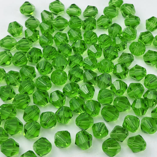 YUEXIGO 400pcs 4mm Bicone Glass Crystal Beads for Jewelry Making, Faceted Bicone Glass Spacer Beads for Bracelet Earring Necklace DIY Craft(Grass Green)
