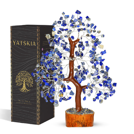 YATSKIA Lapis Lazuli Crystal - Crystal Tree - Feng Shui Decor - Tree of Life - Meditation Accessories - Desk Decorations, Spirtual Things, Good Luck Gifts