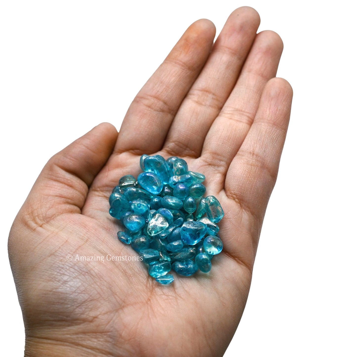 Amazing Gemstone Aqua Aura Quartz Crystal Chips Aquarium Gravel Rocks - Aura Quartz Chips Bulk Fish Tank Gravel, Small Tumbled Stone Chips, Tiny Crystals for Decoration (Natural AAA Grade Gemstones)