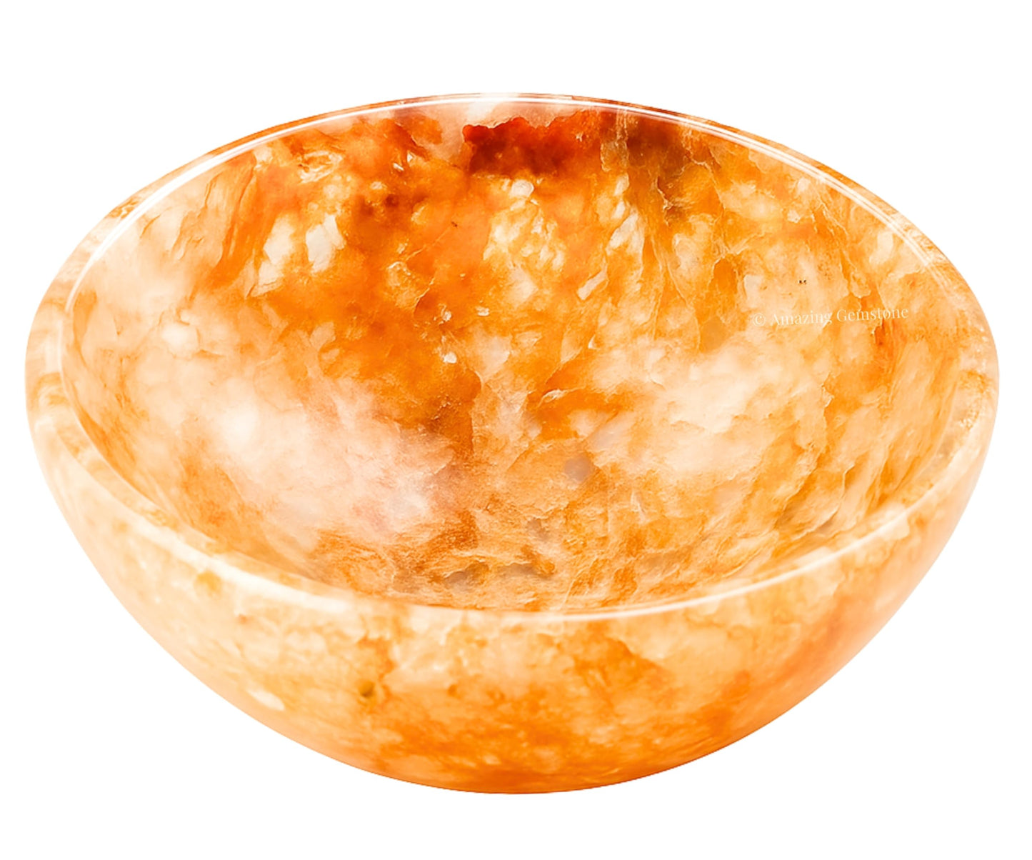 Golden Quartz Crystal Bowl - 3 Inch Decorative Bowls for Room and Home Decor - Gemstone Healing Crystals for Elegant Display, Positive Energy Balance and Gift