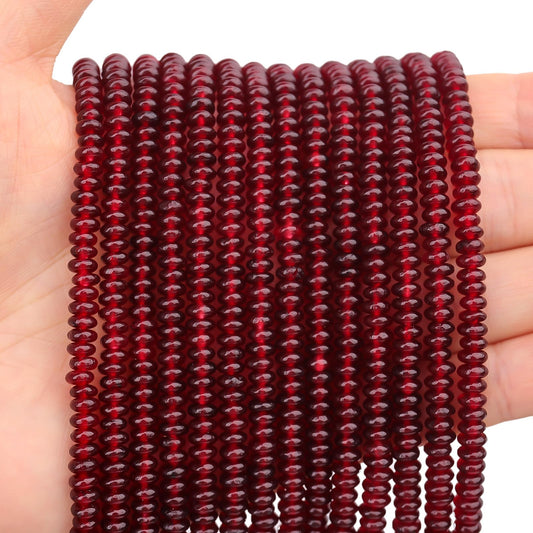 BONNY BOXX 1 Strand (150PCs) Natural 2 * 4mm Garnet Jade Rondelle Beads, Natural Abacus Disk Stone Beads Loose Spacer Gemstone for DIY Bracelet Necklace Jewelry Making