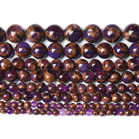 6MM 61PCS Purple Cloisonne Craft Loose Round Beads for Jewelry Making DIY Bracelet