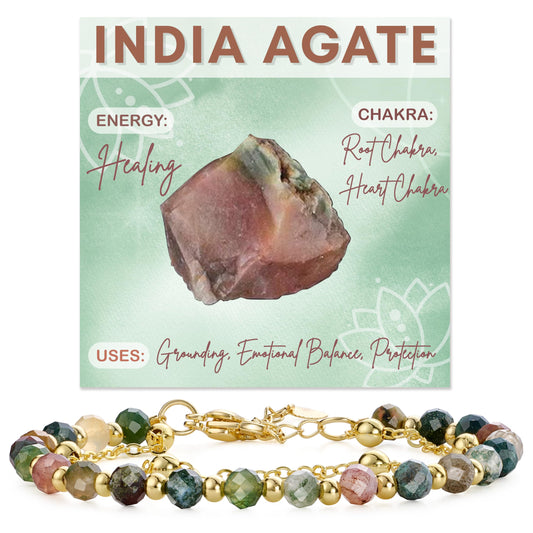 Farfume India Agate Crystal Bracelet Beaded Bracelets for Women 4mm Natural Stone Beads Gemstone Handmade Jewelry Valentine's Day Gifts
