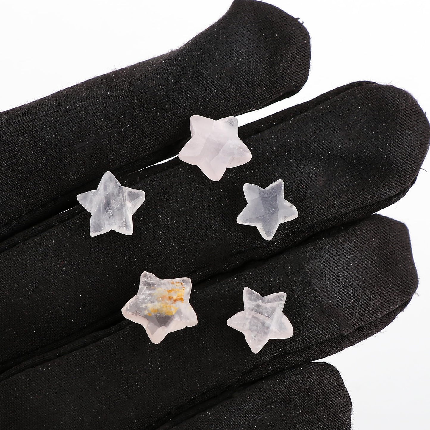CRYSTALINES 5pcs, Wholesale Natural Rose Quartz Gemstones, Bulk Star Shape Stones, Assorted Loose Supply, DIY Craft-Jewelry Making, Chakra Healing Crystals, Gem Collection, 8-12mm