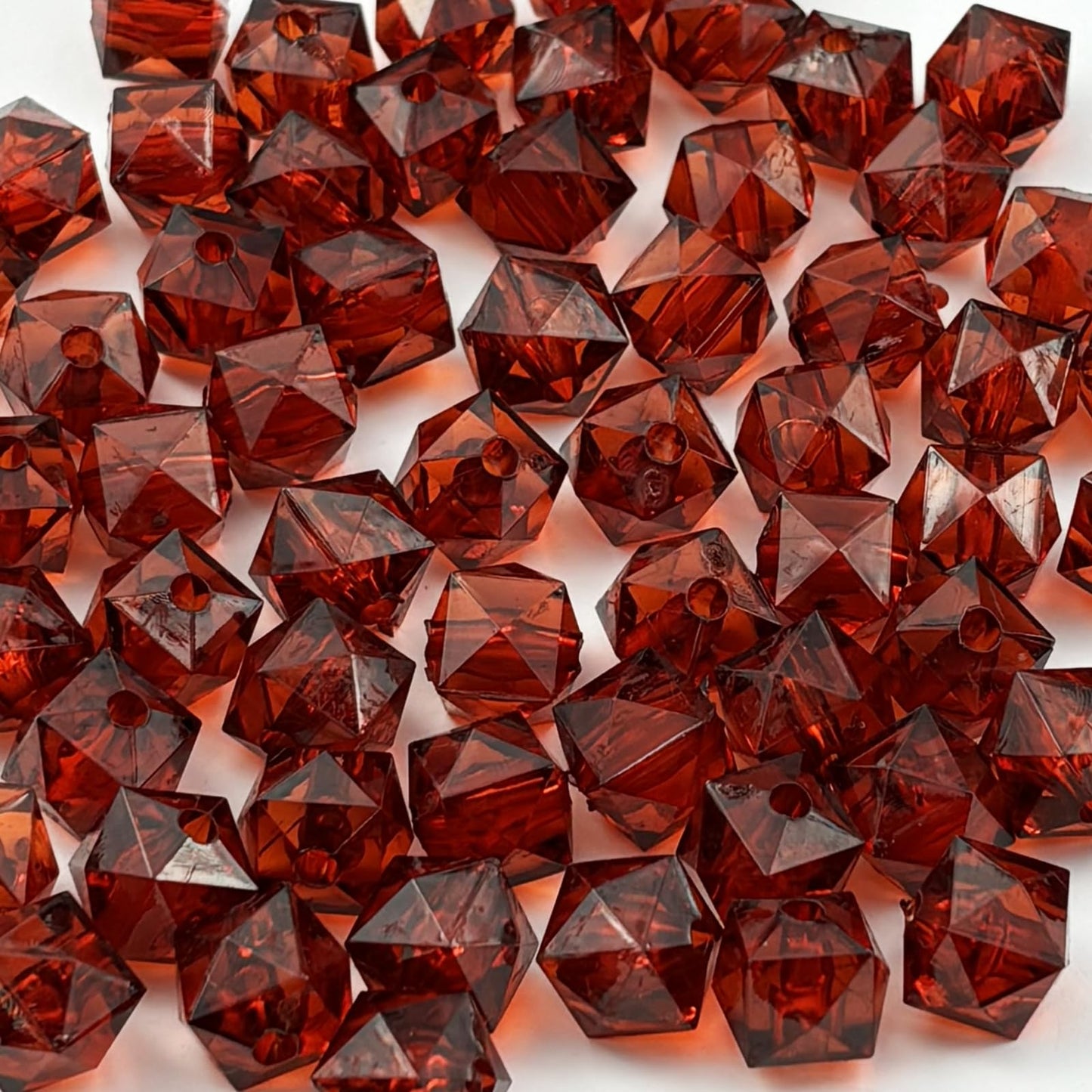300pcs 8mm Acrylic Cube Square Faceted Acrylic Beads with Hole Plastic Spacer for Bracelets Necklace Earring Making Supplies (Deep Coffee)