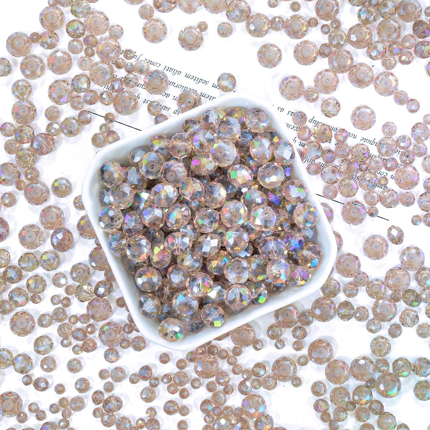 Laopottbeads 220Pcs 10mm Crystal Glass Beads for Jewelry Making Beads for Bracelets Necklace Pendants Making Supplies(Silver Champagner)