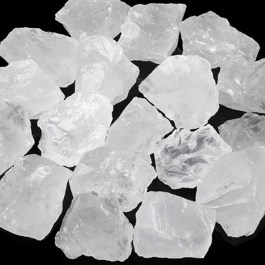 ZHIYUXI 1lb Clear Quartz 2" Rough Stones Crystals Raw Crystal Bulk Large Crystals and Stones Gemstones Natural Tumbling Rocks for Meditation, Fountain Rocks, Wire Wrapping, Wicca, Cabbing, Decor