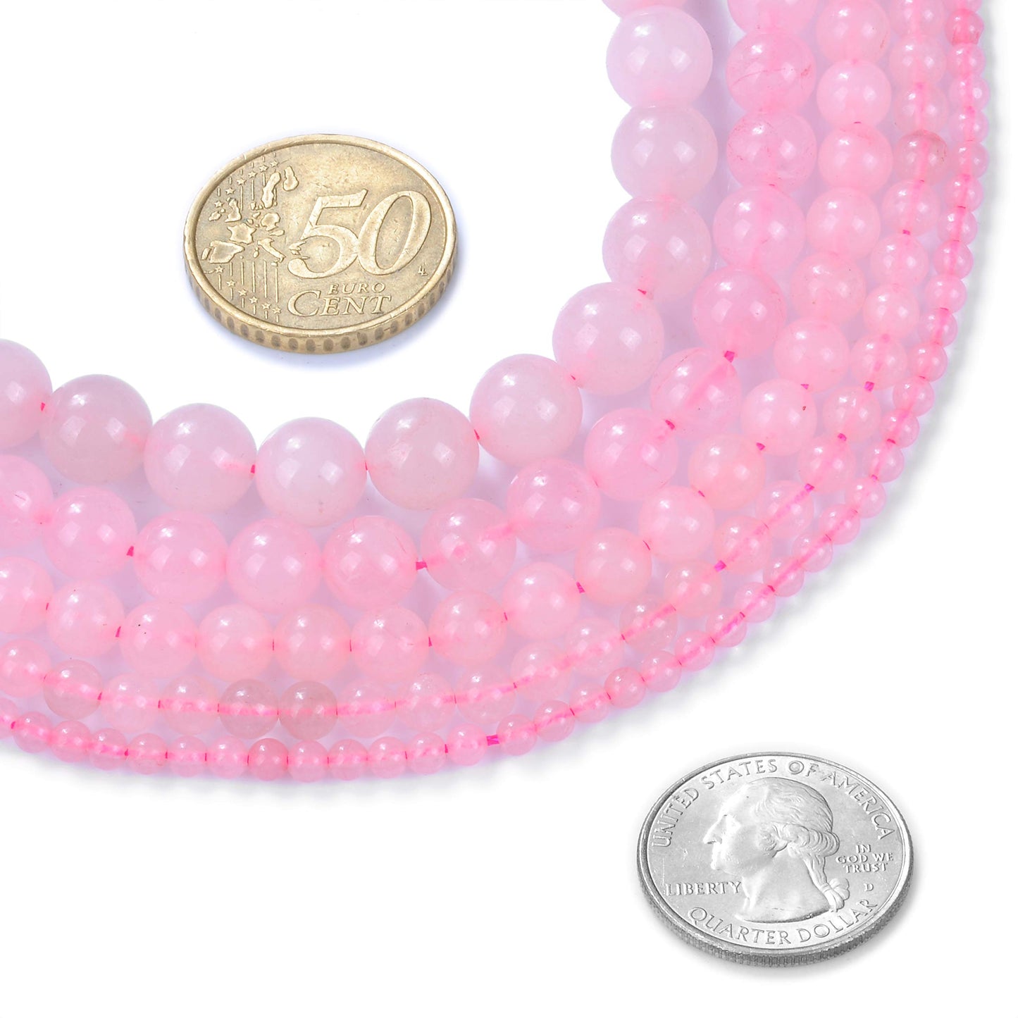Natural Stone Beads 14mm Rose Quartz Gemstone Round Loose Beads Crystal Energy Stone Healing Power for Jewelry Making DIY,1 Strand 15"