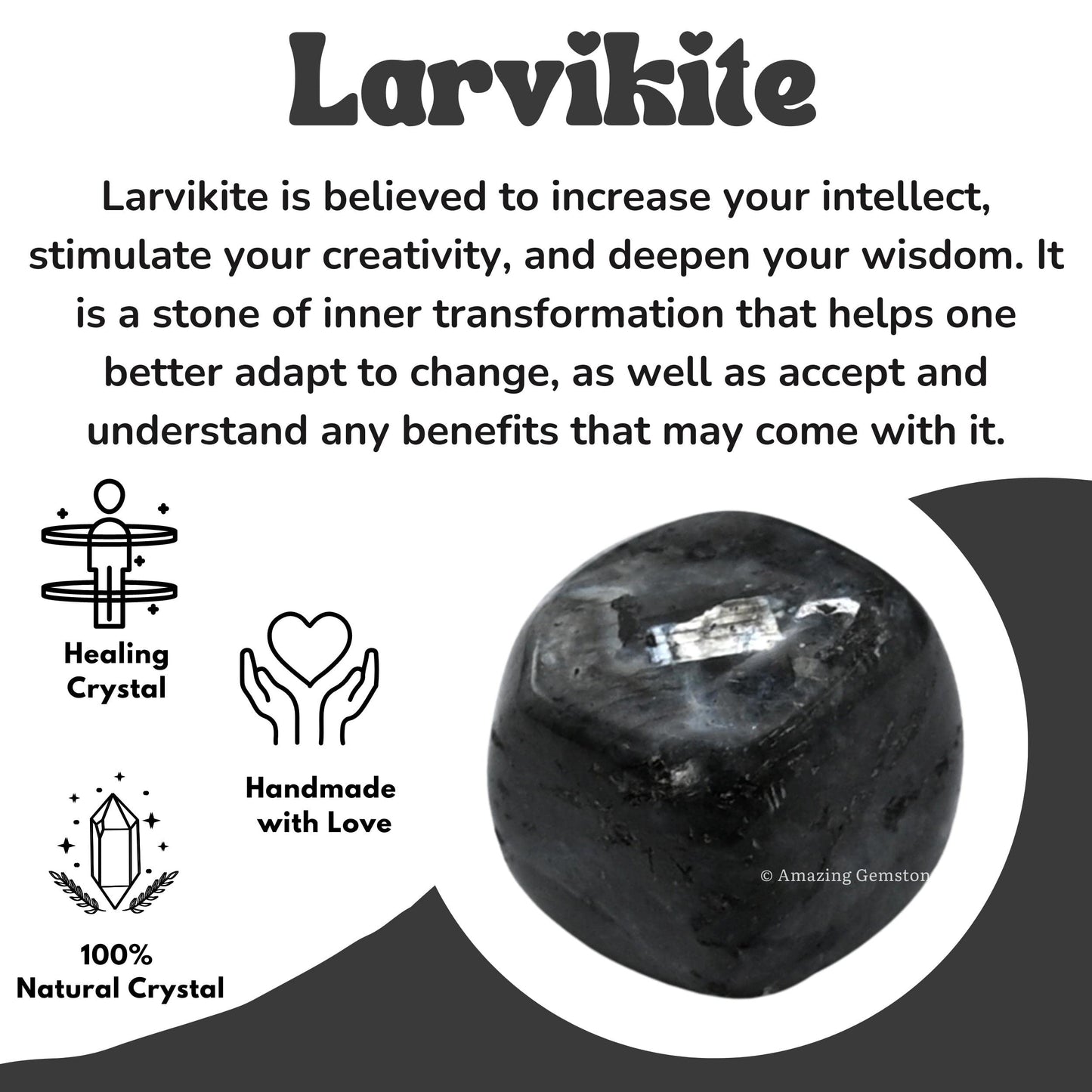 Amazing Gemstone Larvikite Crystals&Healing Stones Tumbled - 1 oz Larvikite Stone Gem Stones, Healing Stones for Energy Balance, Stress Relief - Premium Polished Gems Rocks for Meditation&Wellness