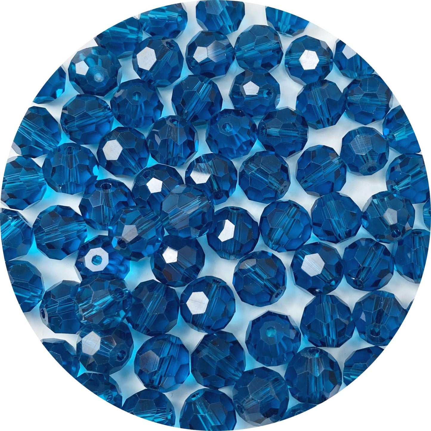 LIMAOLLY 70pcs 10mm Faceted Crystal Glass Beads Round Spacer Beads for Jewelry Making DIY Craft Making Necklace Bracelet Earring Wind Chimes Suncatchers Ornament(507-Peacoca Blue)