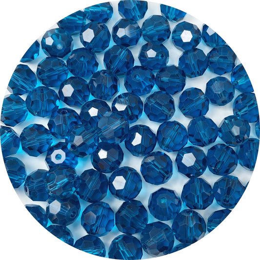 LIMAOLLY 250pcs 6mm Faceted Crystal Glass Beads Round Spacer Beads for Jewelry Making DIY Craft Making Necklace Bracelet Earring Wind Chimes Suncatchers Ornament(507-Peacoca Blue)