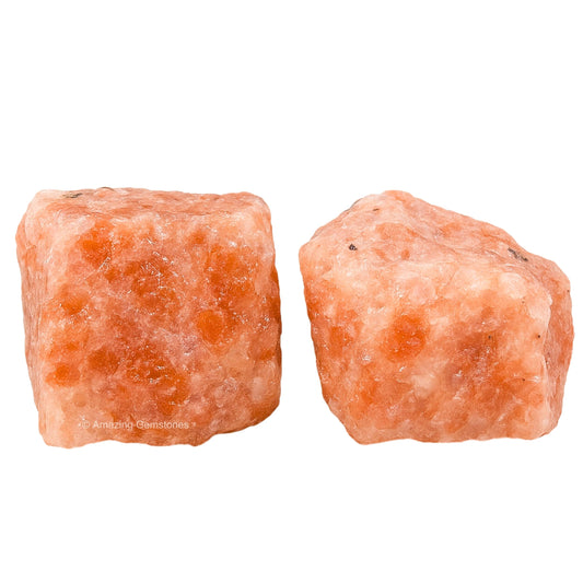 Amazing Gemstone 2 Pieces Sunstone Raw Crystals and Healing Stones, Natural Rocks for Tumbling and DIY Raw Stones and Crystals