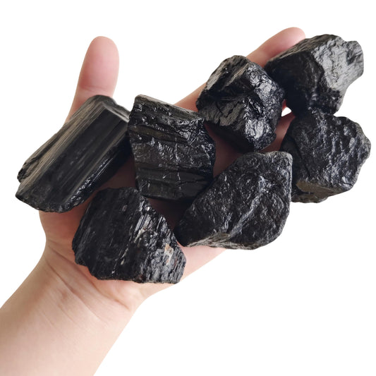 Luckeeper 0.5 lb Black Tourmaline Bulk Raw Crystals and Healing Stones for Tumbling, Wire Wrapping, Wicca Reiki,Meditation