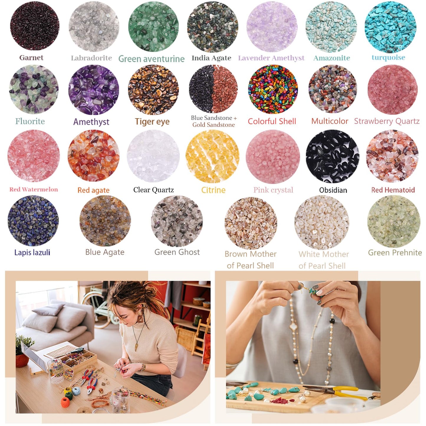400pcs Natural Chip Stone Beads for Jewelry Making Tiger Eye 5-8mm Irregular Gemstones Healing Crystal Loose Rocks Bead Hole Drilled for Ring Earrings Necklace Bracelet Making DIY Art Crafts