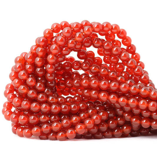 CHEAVIAN 60PCS 6mm Natural Red Agate Gemstone Round Loose Beads for Jewelry Making 1 Strand 15"