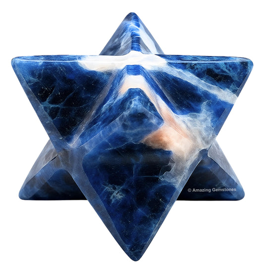 Amazing Gemstone Sodalite Merkaba Crystal - 0.75 Inches Metaphysical Merkaba Star for Meditation - Energetic Tetrahedron Crystal and Healing Stones and Healing (15-20mm)