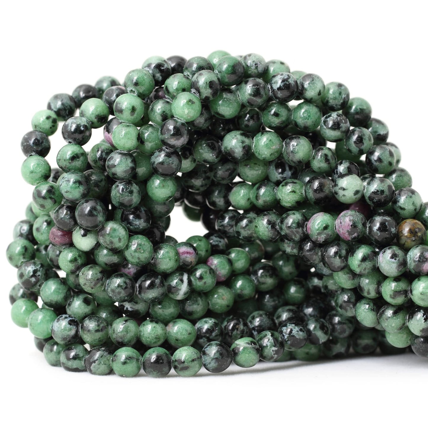 CHEAVIAN 60PCS 6mm Natural Ruby Zoisite Jasper Gemstone Round Loose Beads for Jewelry Making 1 Strand 15"
