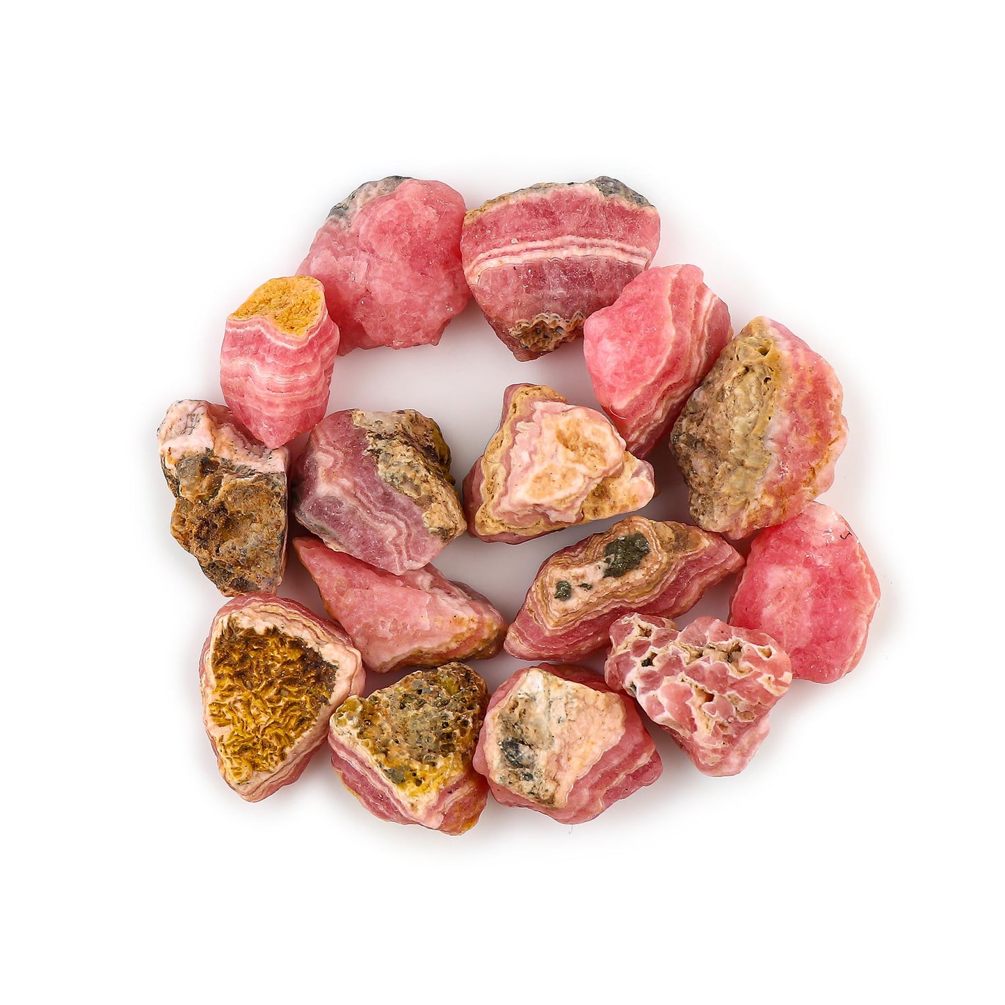 Gemkora 100 ct. Natural Rhodochrosite Rough Gemstone, Raw Crystals, Rhodochrosite Rock, Jewelry Making Supplies, Chakra Healing Crafts & DIY Stone (6-8pcs) (15-20 mm)