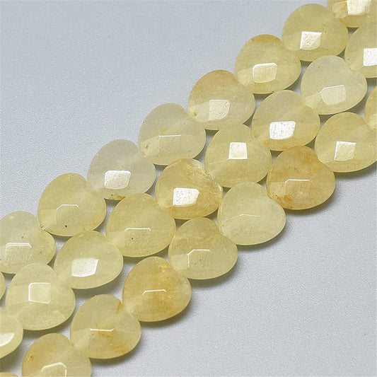 Fashewelry 18pcs Faceted Heart Natural Topaz Jade Stone Beads Tumbled Chakra Gemstone Beads Crystal Healing Drilled Loose Beads for Earring Bracelet Necklace Jewelry Making, 10x10mm
