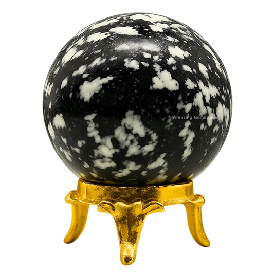Amazing Gemstone Black and White Tourmaline Crystal Ball with Stand - 2" Inches Crystal Sphere Meditation Balls for Witchcraft and Decorative Balls