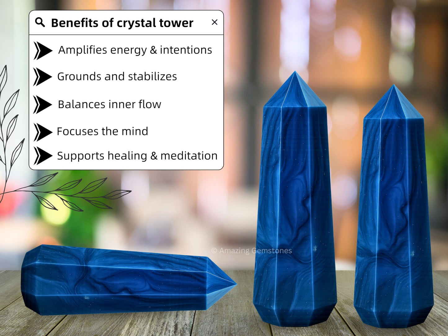 Amazing Gemstone Blue Agate Crystal Towers ~ Natural Healing Crystal Point Obelisk for Reiki Healing and Crystal Grid (3" to 4" INCH)