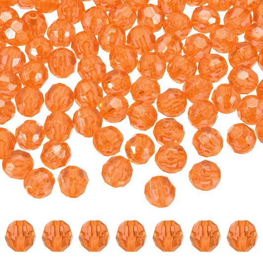 MECCANIXITY 400pcs Czech Faceted Bicone Beads 8mm Glass Spacer Bead Bulk for Jewelry Making & DIY Craft, Orange