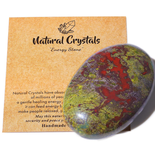 MAIBAOTA 2.4" Large Bloodstone Crystals Stone Polished Palm Stone Healing Crystals 0.7" Thick Natural Reiki Gemstone Worry Stone Energy Balancing Anxiety Stress Relief Meditation 1 Pc