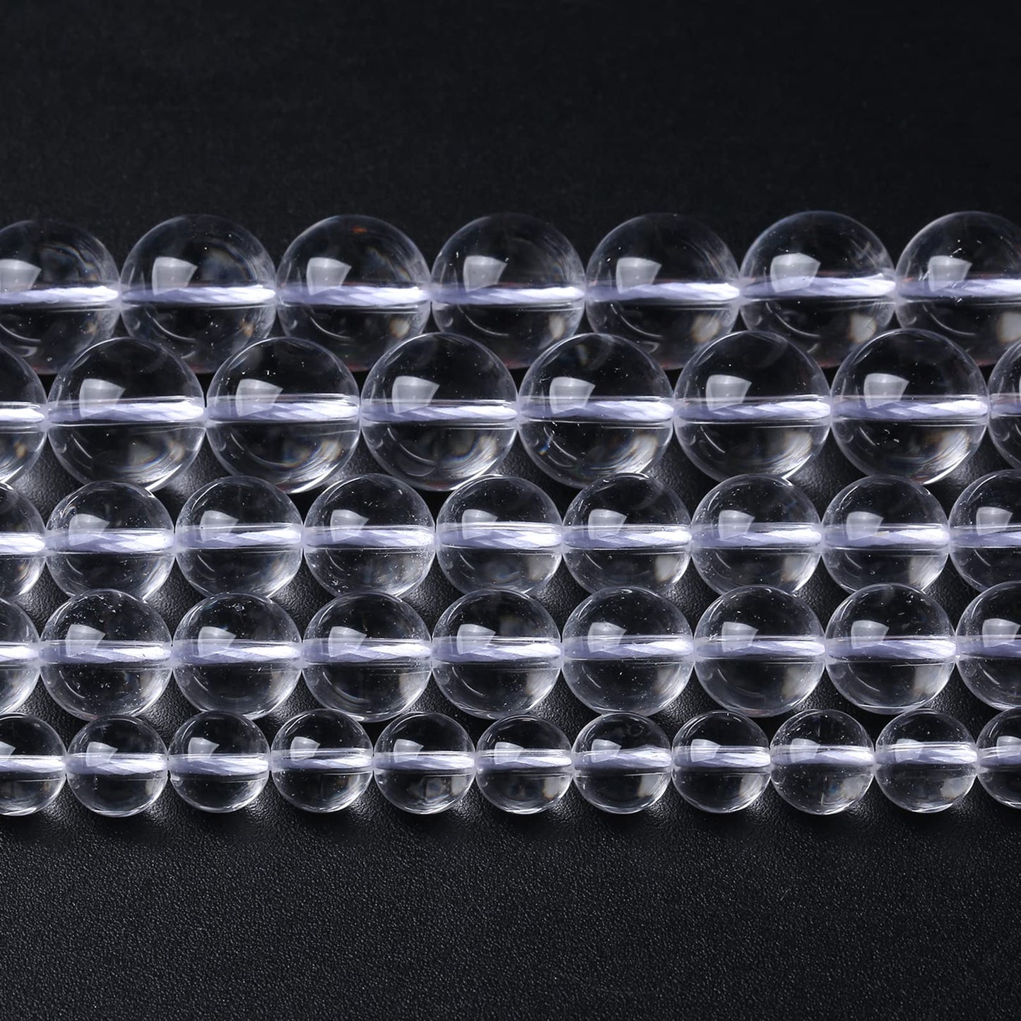 10MM 38PCS Natural Clear White Crystal Quartz Gemstone 3A Grade Round Loose Beads for Jewelry Making DIY Bracelet 1 Strand 15''