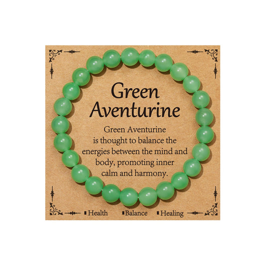 Gnamy Green Aventurine Crystal Bracelet for Women, Healing Crystal Bracelets for Spiritual Healing Positive Energy Stress Relief, Natural Stone Stretch Beaded Jade Bracelet Birthday Valentines Christmas Jewelry Gifts