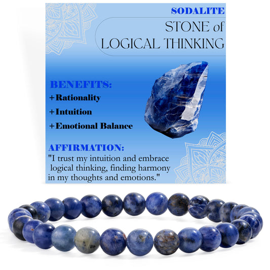 Bivei Sodalite - Logical Thinking - 6mm Beaded Bracelets for Women Handmade Semi Precious Natural Stone Stretch Elastic Jewelry for Women Yoga Protection Gifts