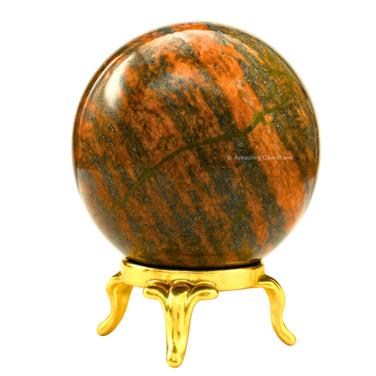 Amazing Gemstone Unakite Crystal Ball with Stand - 2 Inches Crystal Sphere Meditation Balls for Witchcraft and Decorative Balls