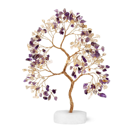 Amethyst and Citrine Gemstone Tree, Crystals and Healing Stones, Crystal Tree for Positive Energy, Tree of Life, Clever Birthday Gifts, Chakra Tree, Tree of Life Decor, Thoughtful Gifts for Women