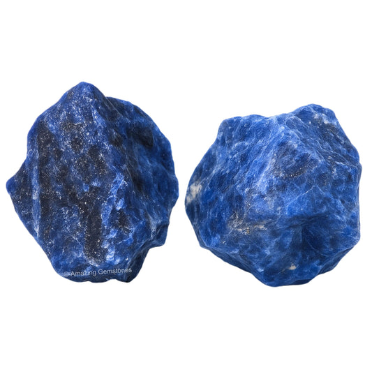 Amazing Gemstone 2 Pieces Sodalite Raw Crystals and Healing Stones, Natural Rocks for Tumbling and DIY Raw Stones and Crystals
