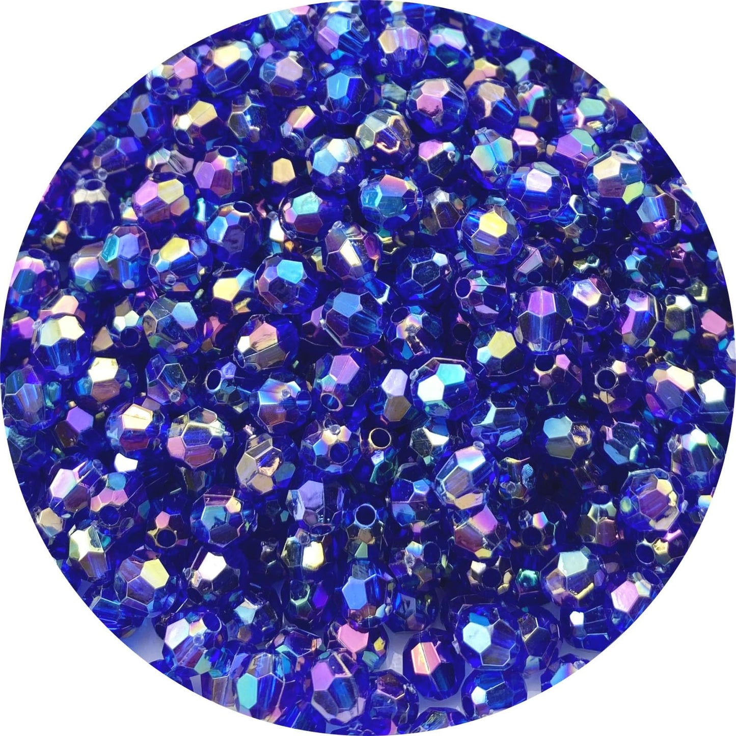 Tingoons 400 PCS 8mm Acrylic Faceted Spacer Beads AB Color Glossy Round Loose Beads for Jewelry Making Bracelet Necklace Earring Ornament Wind Chimes Key Chains(Sapphire AB)