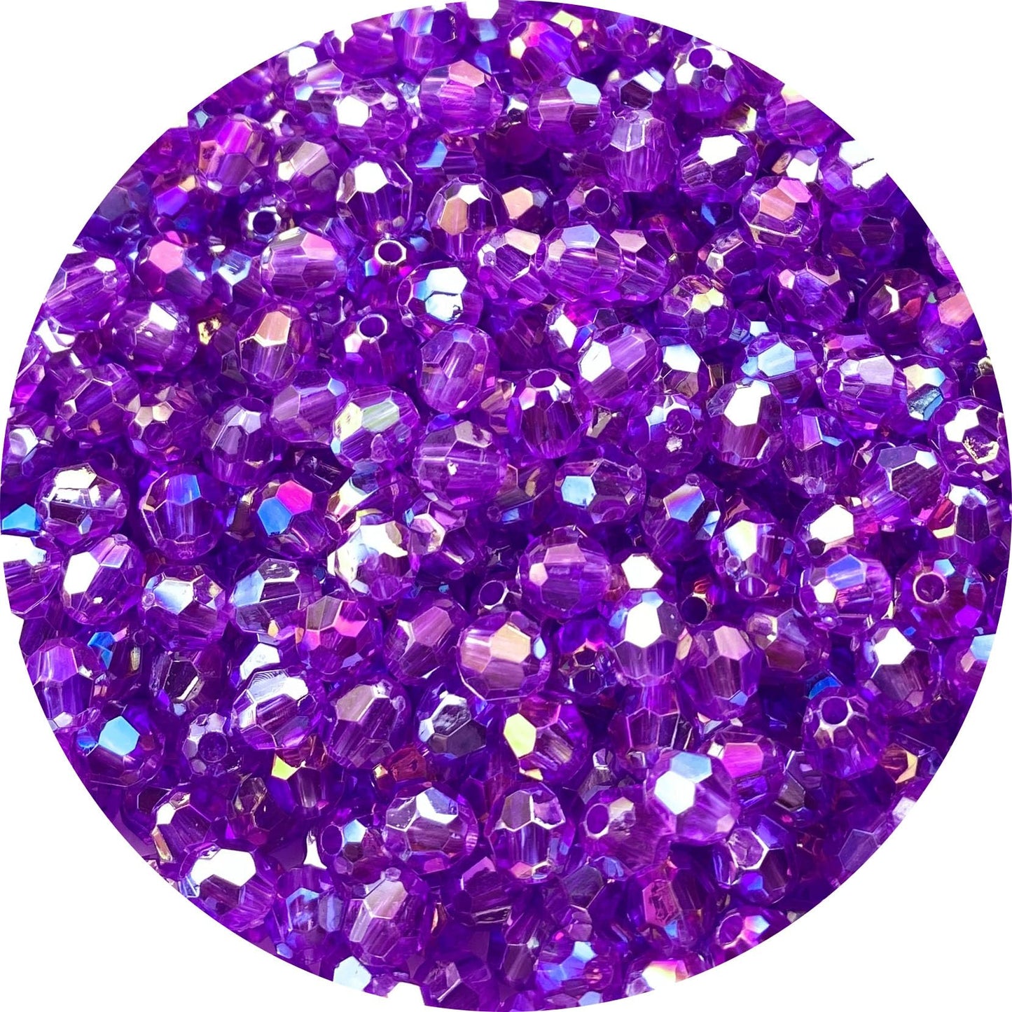 Tingoons 200 PCS 10mm Acrylic Faceted Spacer Beads AB Color Glossy Round Loose Beads for Jewelry Making Bracelet Necklace Earring Ornament Wind Chimes Key Chains(Deep Purple AB)