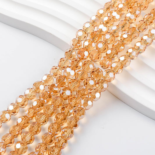 Novborcz 200PCS 8MM Amber Round Crystal Glass Beads for Jewelry Making